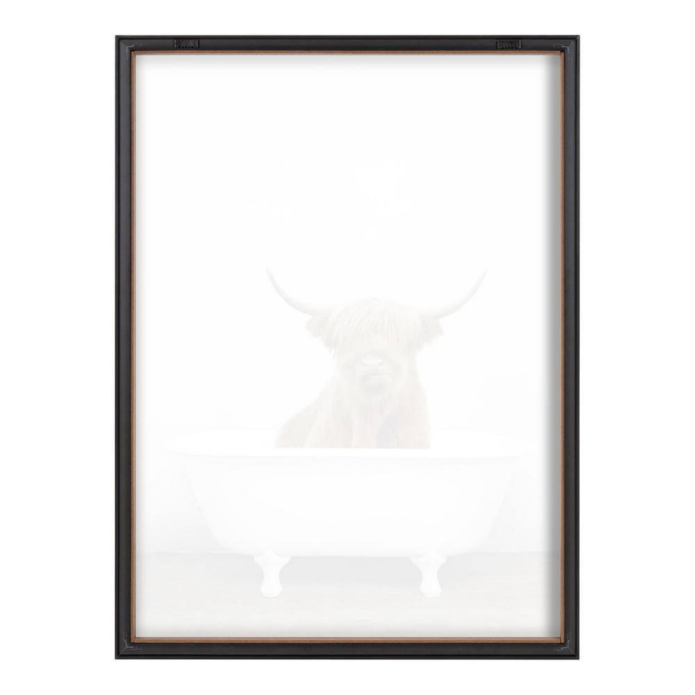 18" x 24" Blake Highland Cow in Tub Color Framed Printed Glass by Amy Peterson Art Studio Gray - Kate & Laurel All Things Decor