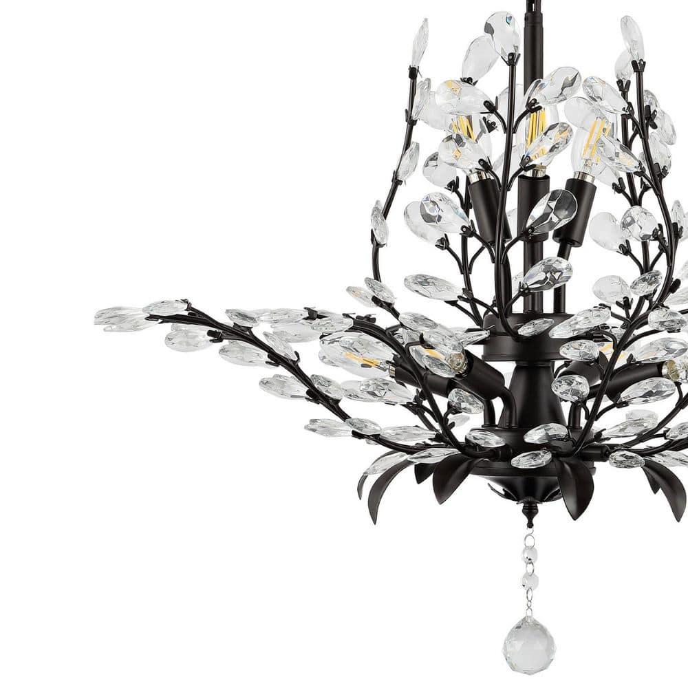 28.5" 7-Light Diantha Contemporary Bohemian Iron/Acrylic LED Pendant Oil Rubbed Bronze/Clear - JONATHAN Y: ETL Listed, Adjustable Height