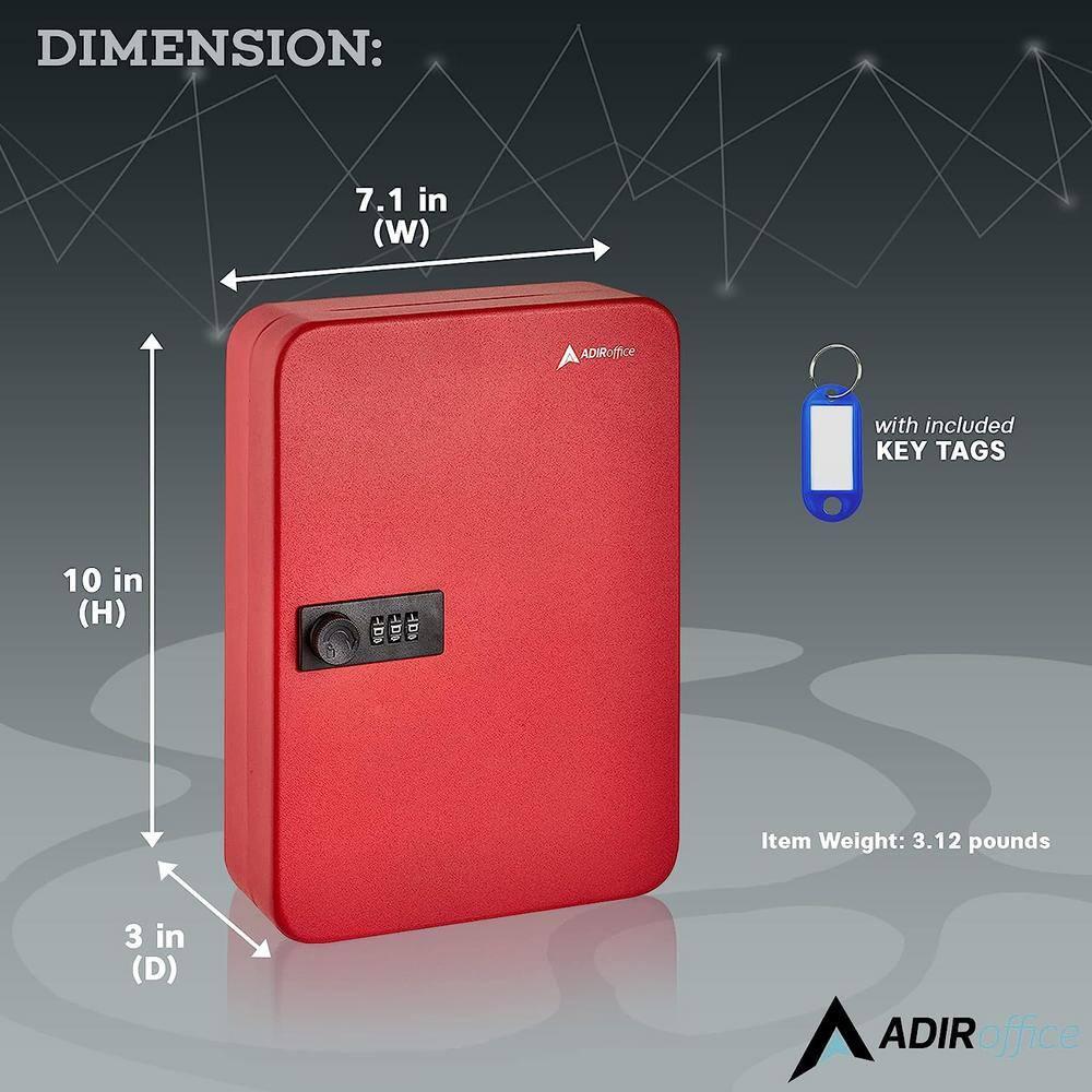 AdirOffice Steel Secure Key Cabinet with Combination Lock