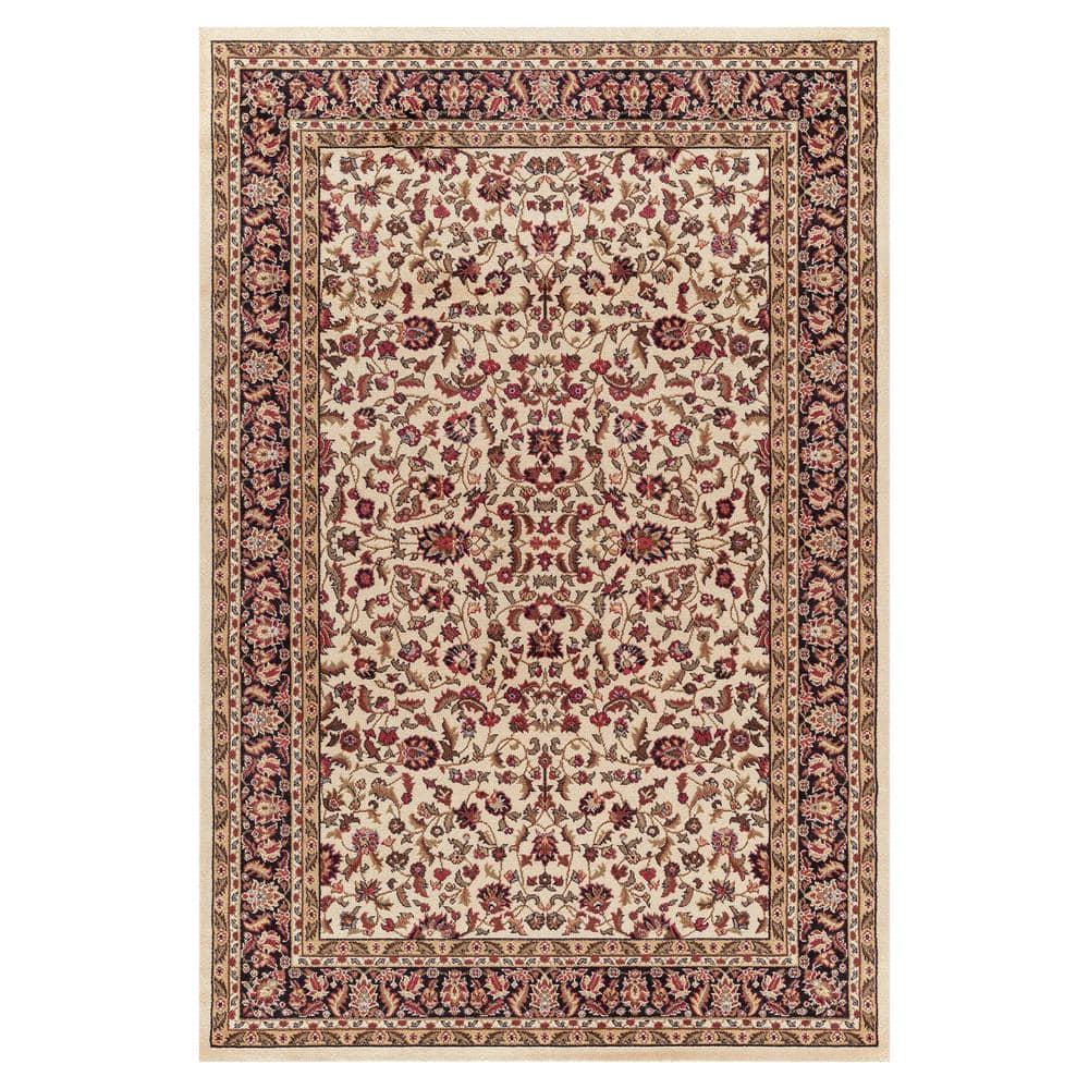 Jewel Kashan Ivory/Black 8 ft. x 10 ft. Area Rug