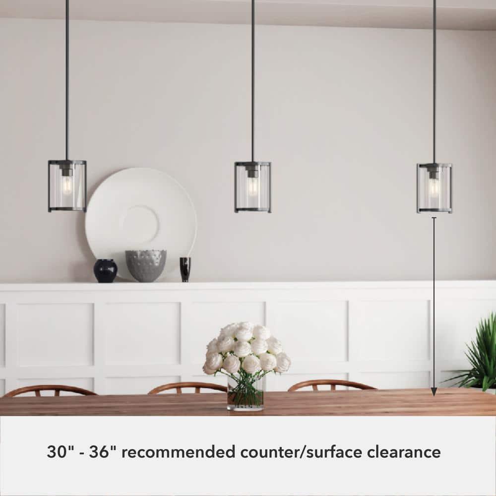 Astwood Clear Glass Mini Pendant Ceiling Light Fixture Matte Black - Hunter Fan: UL Listed, Adjustable Height
