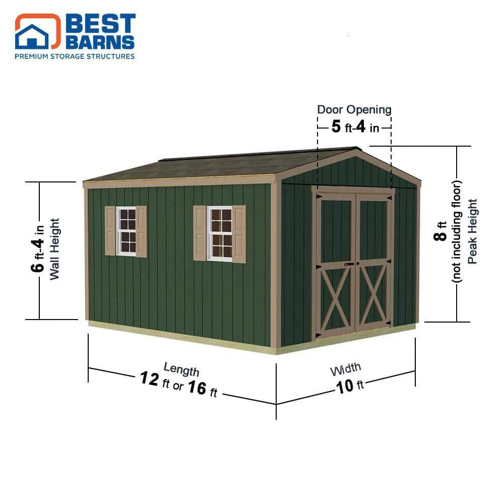Elm 10 ft. W x 12 ft. D Solid Wood Storage Shed