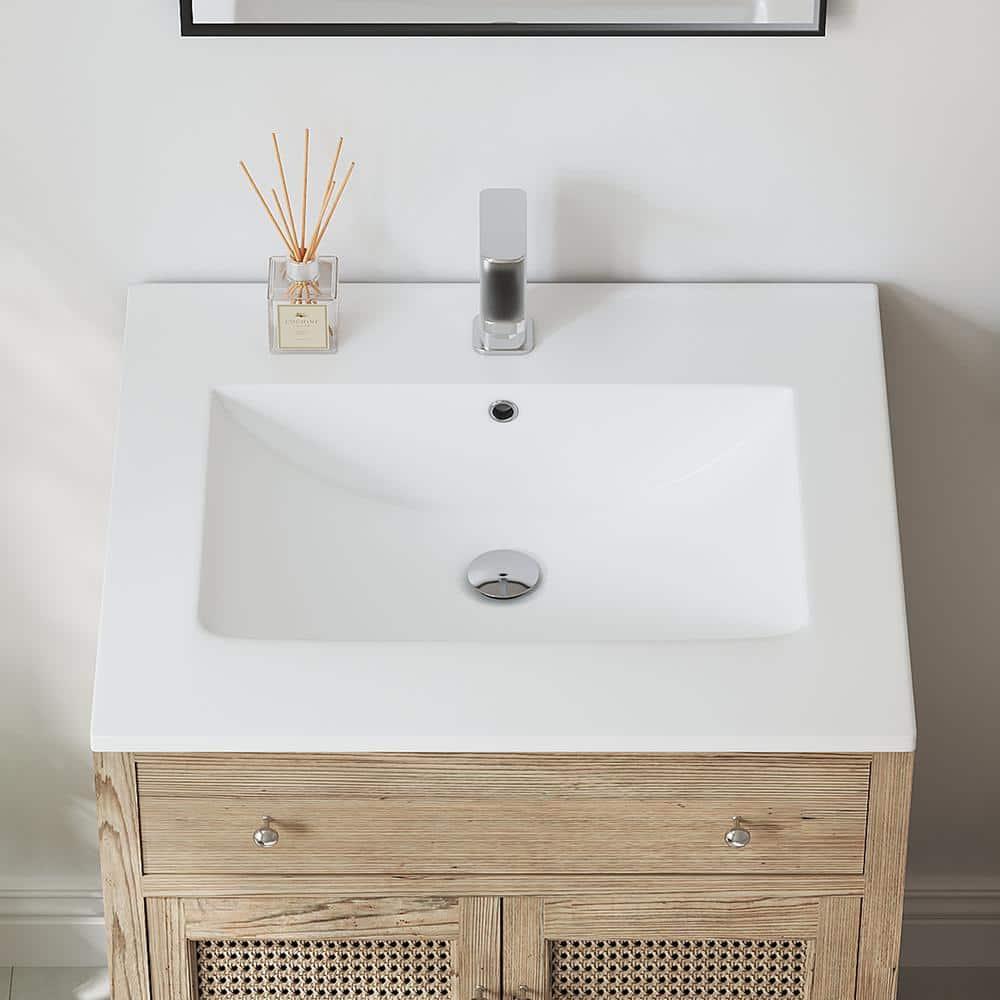 Eridanus Dayton 25" W x 22" D Vitreous China Vanity Top Sink in White with Single Faucet Hole (Sink Only)