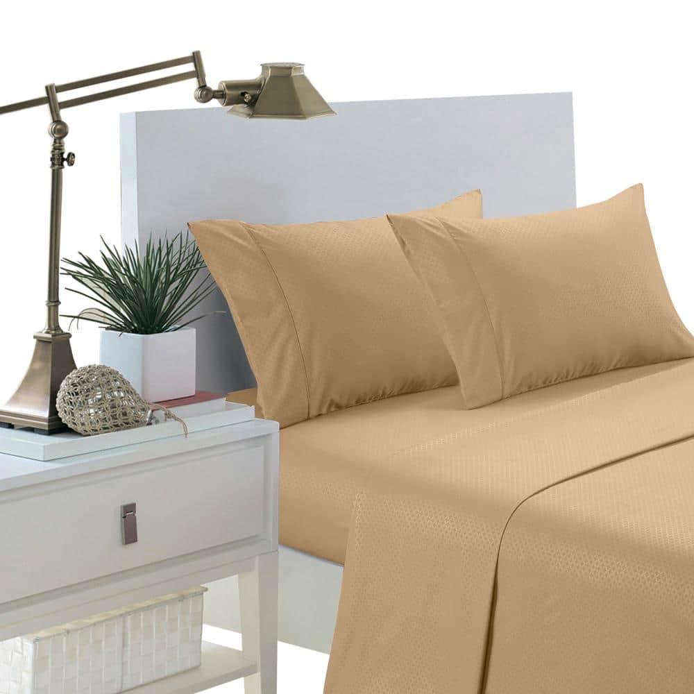 Martha Collection 1800 Series Embossed Deep Pocket Sheet Set - Super Soft & Wrinkle Free - Luxurious Bed Sheets Set (Queen, Taupe)