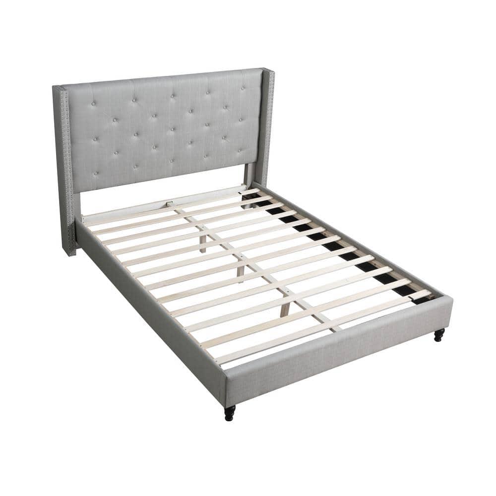 Best Master Furniture Veronica Tufted Wingback Platform Bed Grey, Queen
