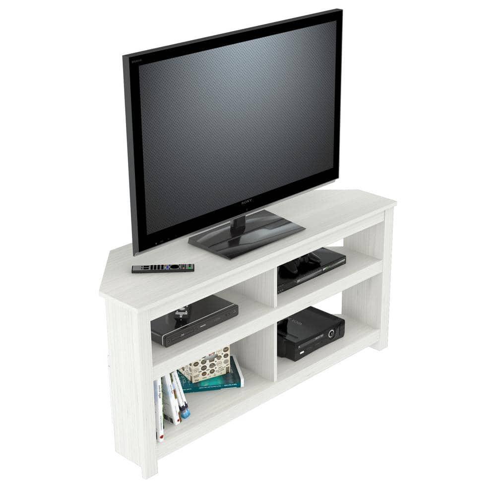 Inval 4-Shelf Corner TV Stand for TVs up to 60”, Washed Oak