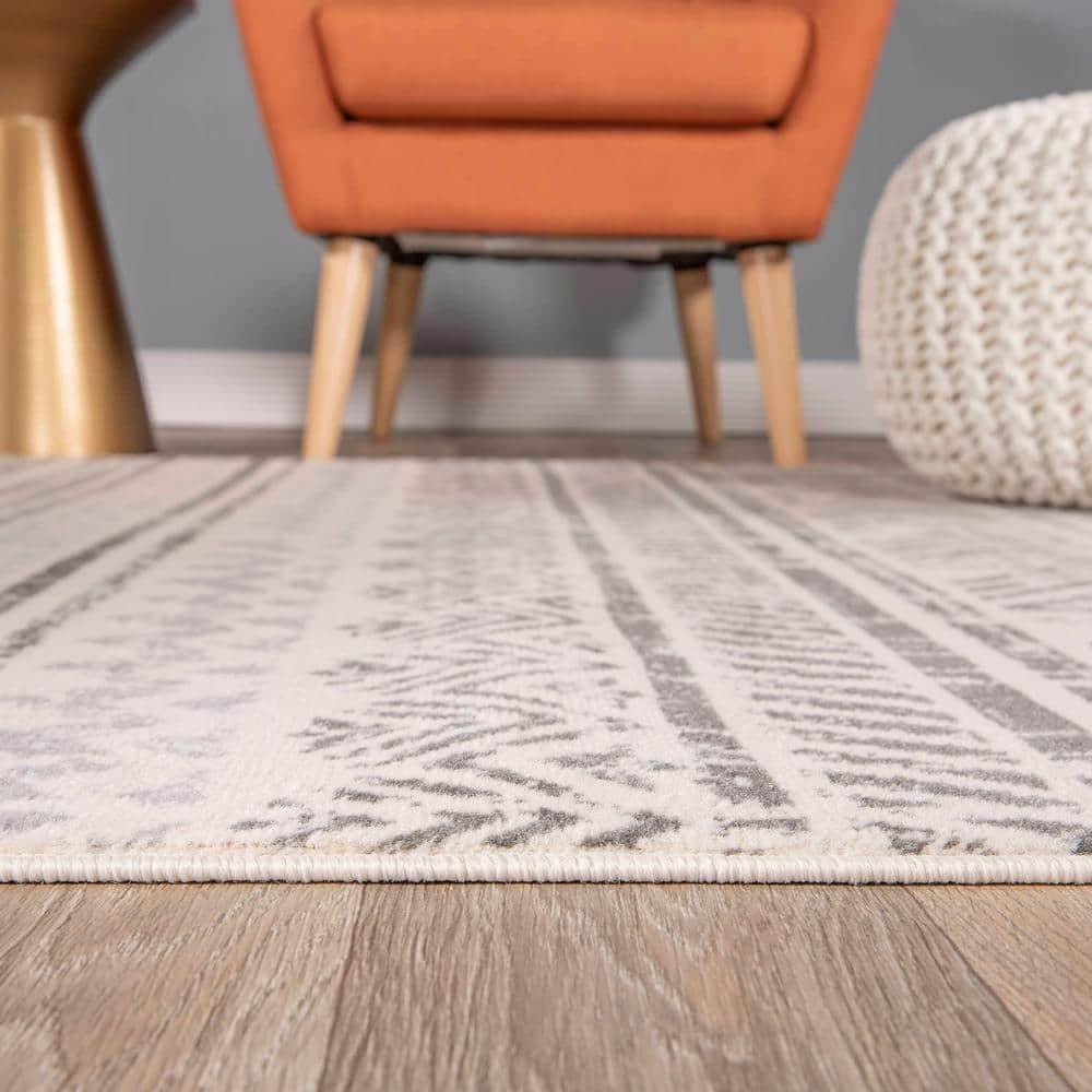 World Rug Gallery Geometric Distressed Bohemian Area Rug - Gray 2'7"x10'