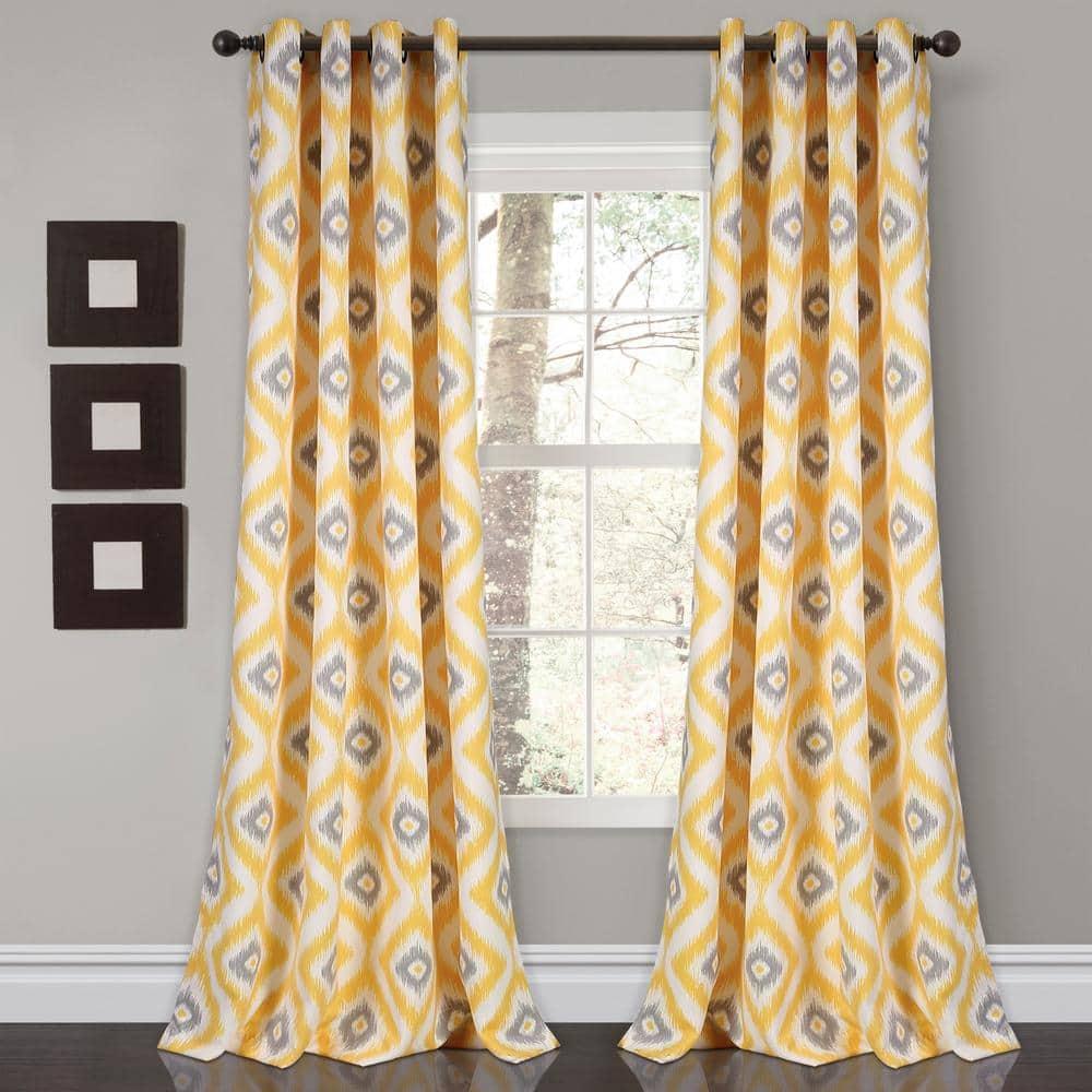 Lush Decor Diamond Ikat Polyester Semi Sheer Curtain Pair (Set of 2)