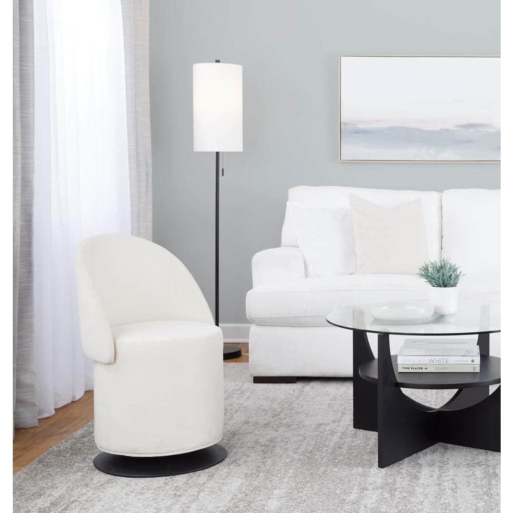 Finch Swivel Accent Chair Black/Cream - LumiSource: Adjustable Backrest, Metal Frame, Polyester Upholstery