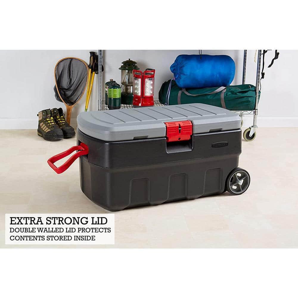 Rubbermaid Rubbermaid 35 Gal Wheeled Action Packer Heavy Duty Storage Tote with Lockable Lid