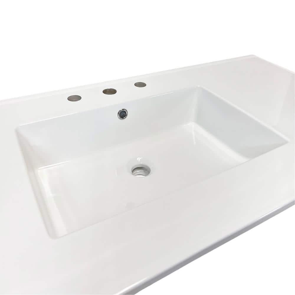 49 in. Drop-in Vitreous China Bathroom Sink Top in White with 3-Faucet Holes