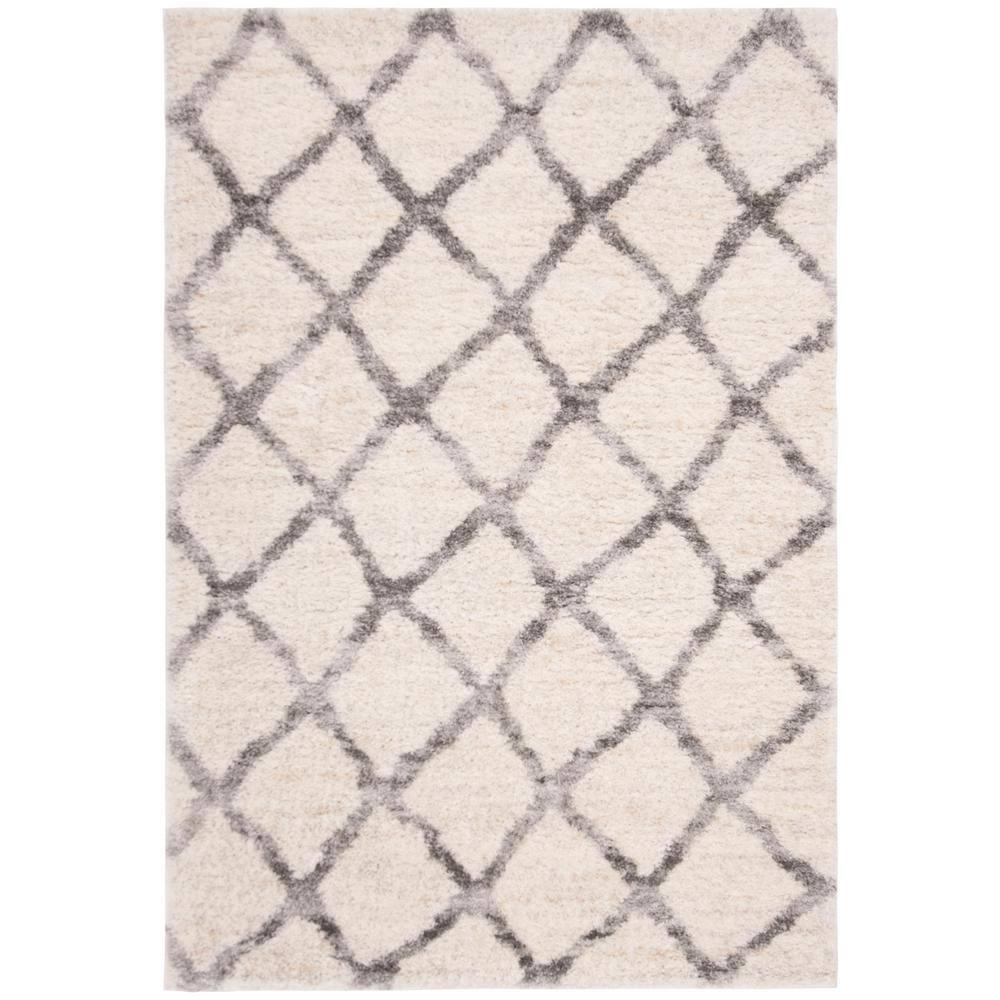 Berber Shag 200 BER215 Power Loomed Indoor Area Rug - Cream/Grey - 5'x7' - Safavieh
