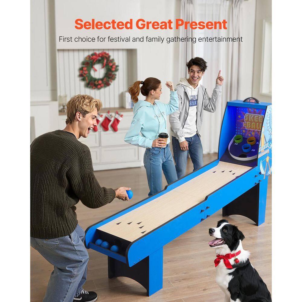 8 ft. Roll and Score Classic Arcade Game Table, Skee Ball Arcade Machine Indoor with Electronic Scorer, Sound, Automatic