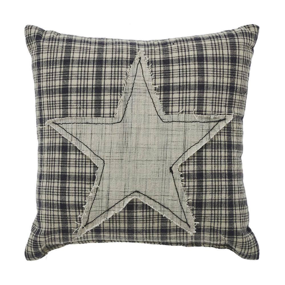 VHC Brands My Country Applique Star Pillow 6x6, Cotton Pillow With Polyester Pillow Fill, Decorative Throw Pillow, My Country Collection, Square 6x6, Navy