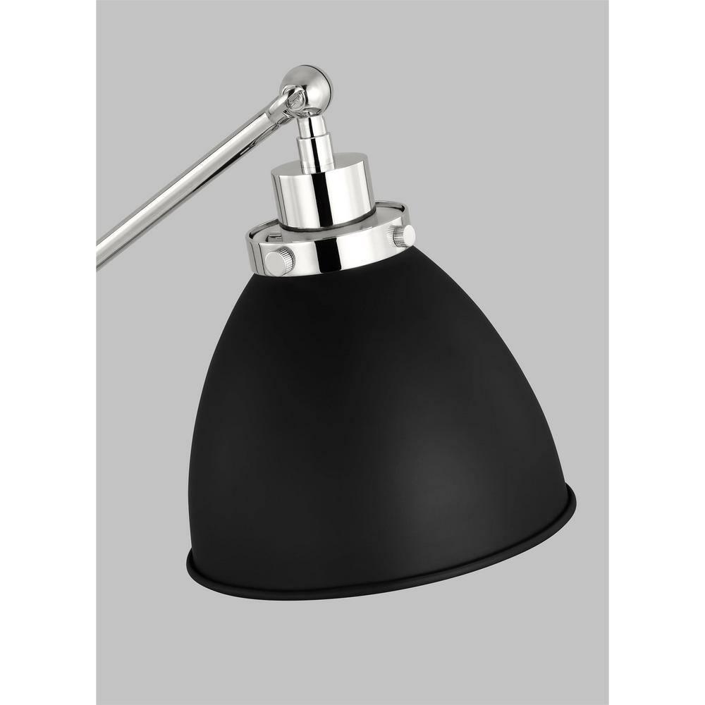 Adjustable Midnight Black and Polished Nickel Desk Lamp