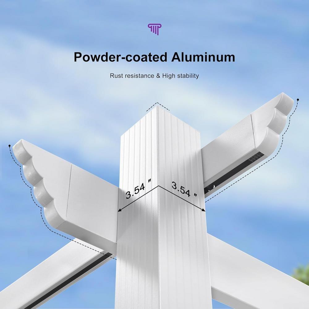 PURPLE LEAF Pergola 10' X 13' Outdoor Retractable Metal Patio Pergola with Shade Cover for Garden Yard Pavilion Grill for Beach Deck Gazebo, Terra