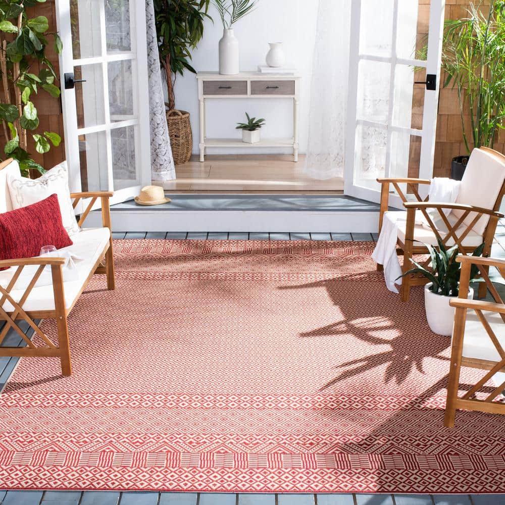 Courtyard CY6235 Power Loomed Indoor and Outdoor Accent Rug - Beige/Red - 2'x3'7" - Safavieh