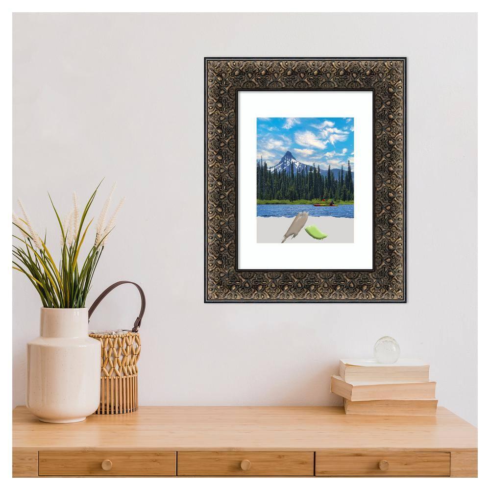 Amanti Art Intaglio Embossed Black Wood Picture Frame Opening Size 11x14 in. (Matted To 8x10 in.)