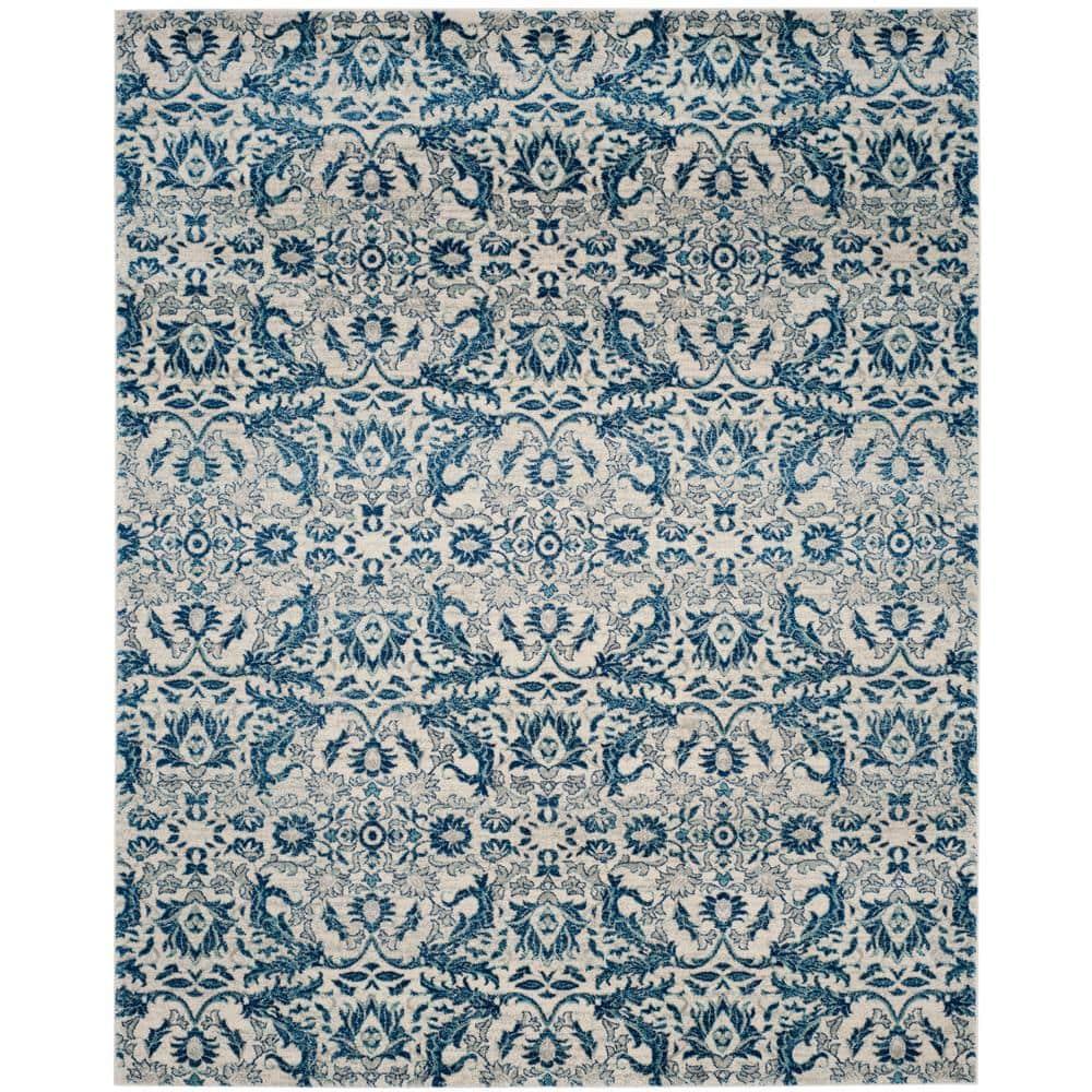 SAFAVIEH Evoke Ksenija Floral Vines Area Rug, Ivory/Blue, 9' x 12'