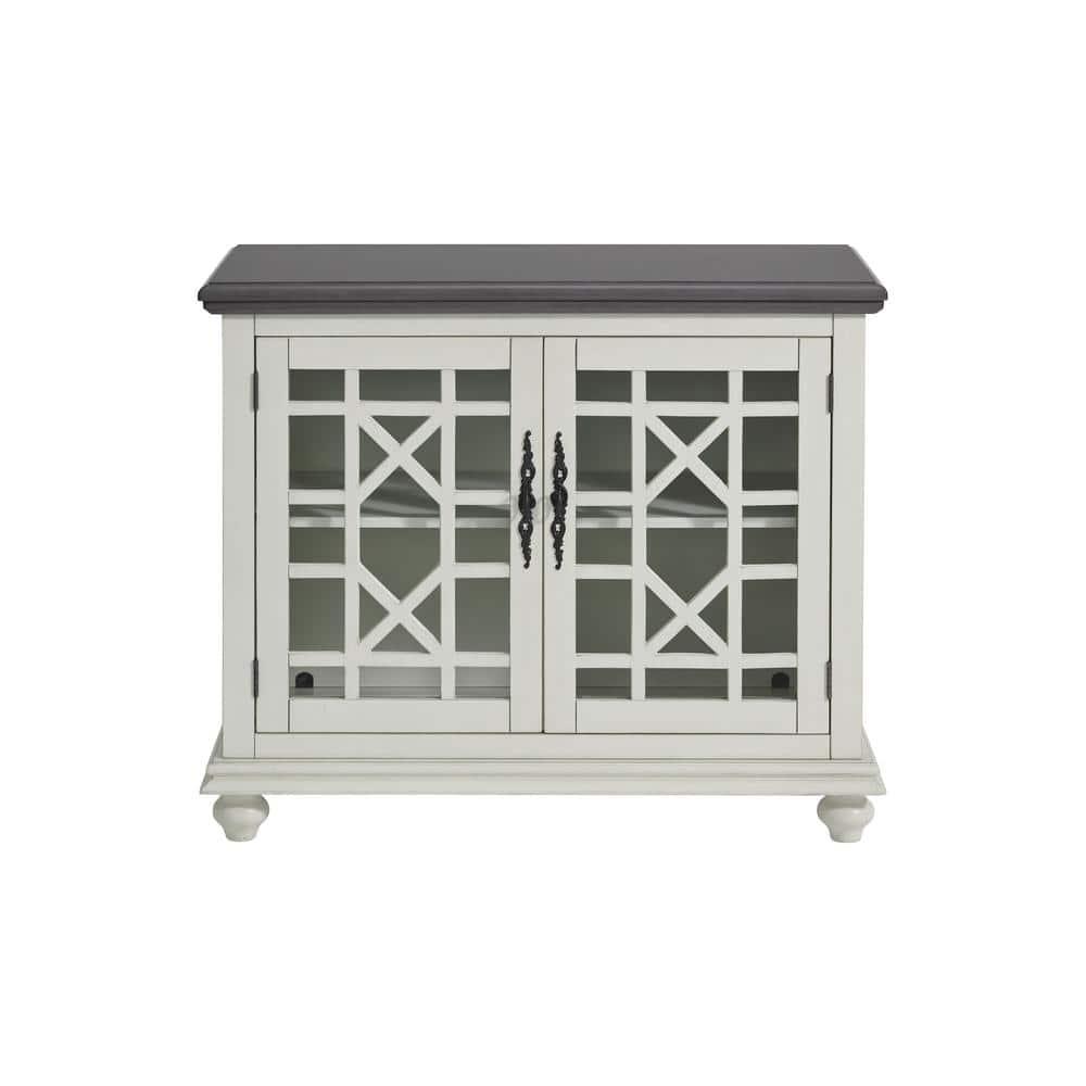 Martin Svensson Home Elegant Small Spaces TV Stand White with Gray Top