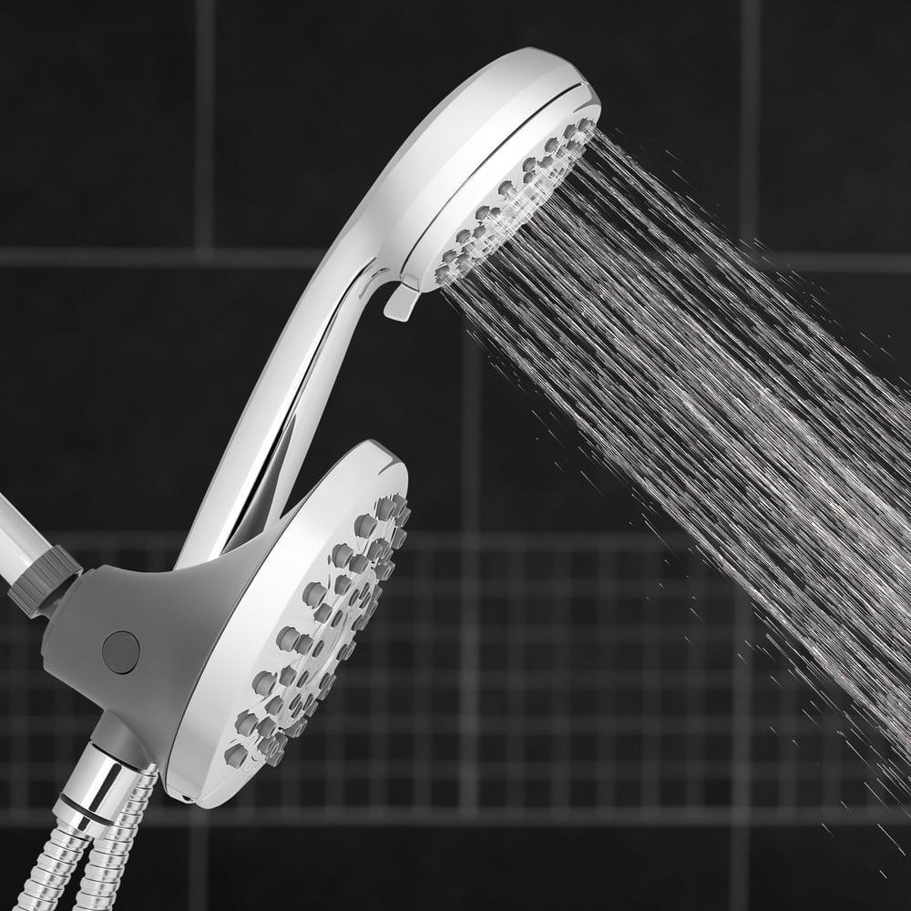 Chrome Dual Shower Head System with Handheld and Rain Settings