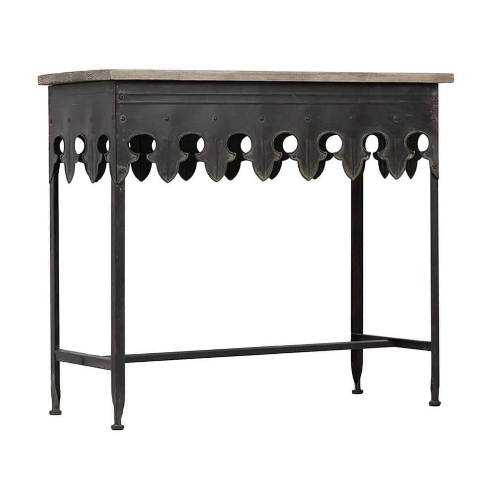 Storied Home Rustic Console Table Black: Vintage Iron & Fir Wood, Entryway Hallway Furniture
