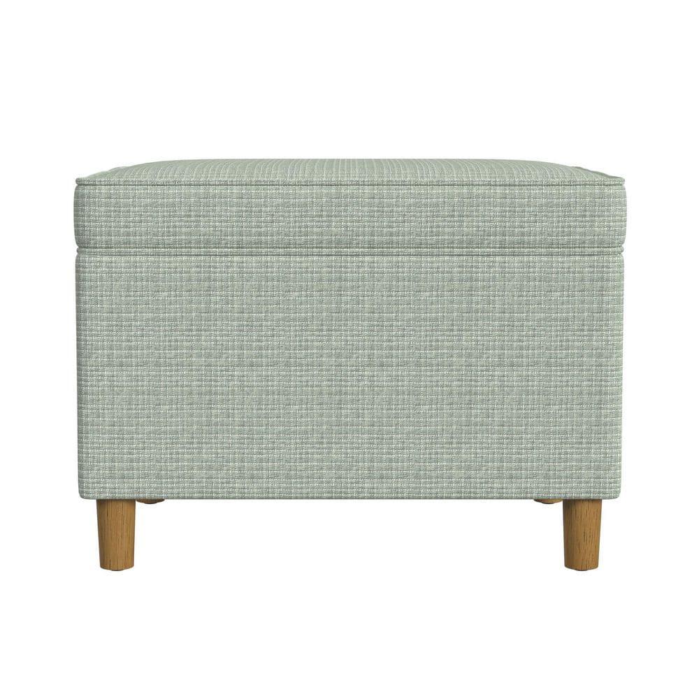 HomePop 24" Dinah Storage Ottoman Sage: Upholstered Footstool, Traditional Rectangle Shape, Spot Clean