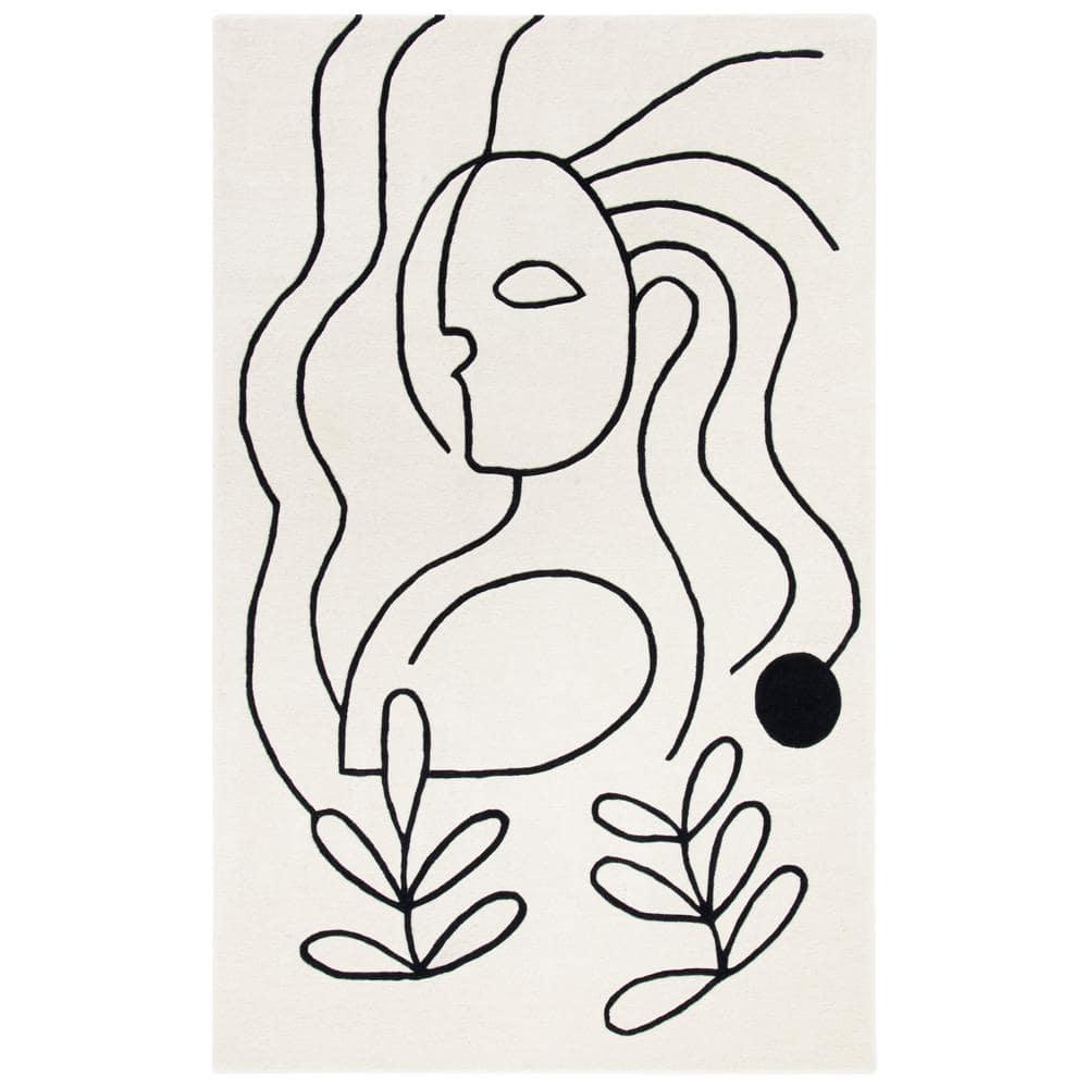 SAFAVIEH Fifth Avenue Dawson Abstract Area Rug, Ivory/Black, 4' x 6'