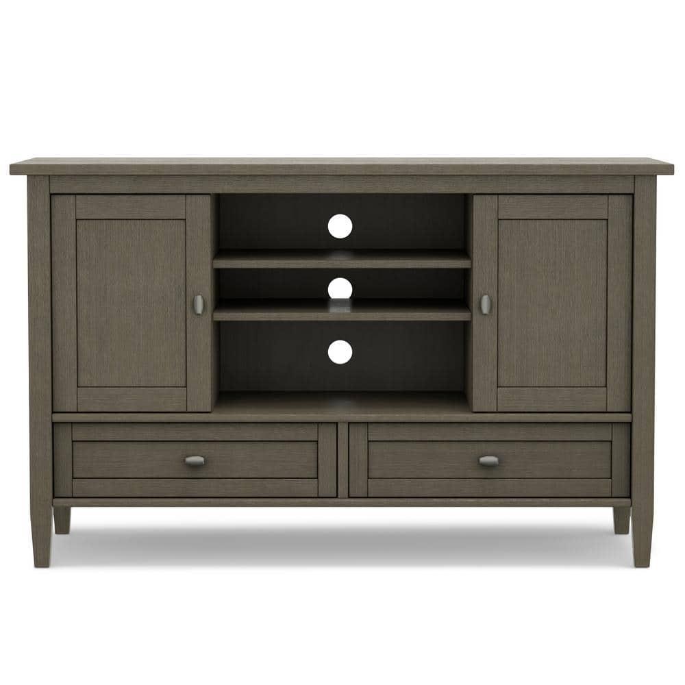 Simpli Home Warm Shaker 47"W Solid Wood TV Stand for TVs up to 55" with 2 Storage Cabinets and 2 Drawers