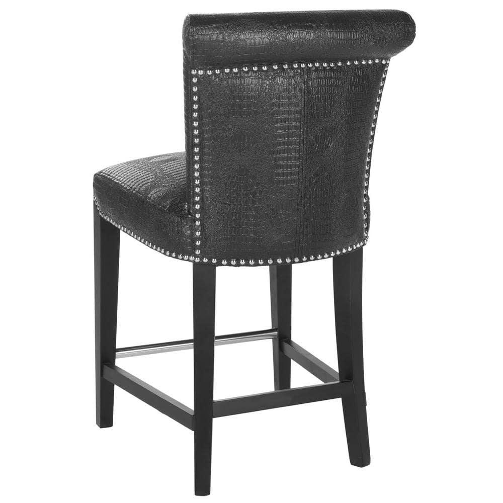 SAFAVIEH Seth Counter Stool Black / Crocodile