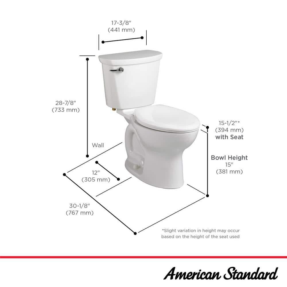 American Standard 1.28 Gallons GPF Elongated Comfort Height Floor Mounted Two-Piece Toilet (Seat Not Included)
