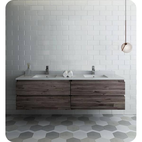 Fresca Formosa 70" Wall Mount Floating Double Sink Bathroom Vanity Base Only - Top and Sink Not Included