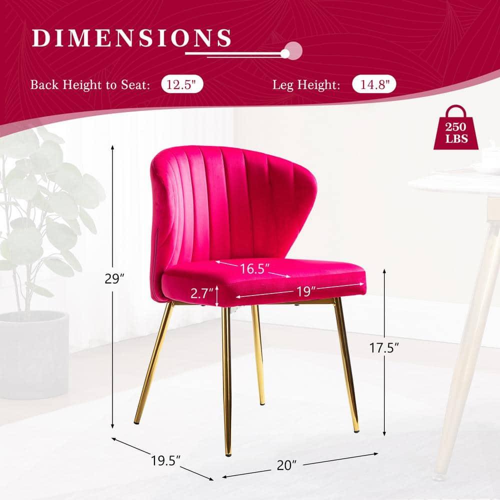 Modern Velvet Accent Chair Upholstered Small Vanity Chair Bedroom Living Room Fuchsia