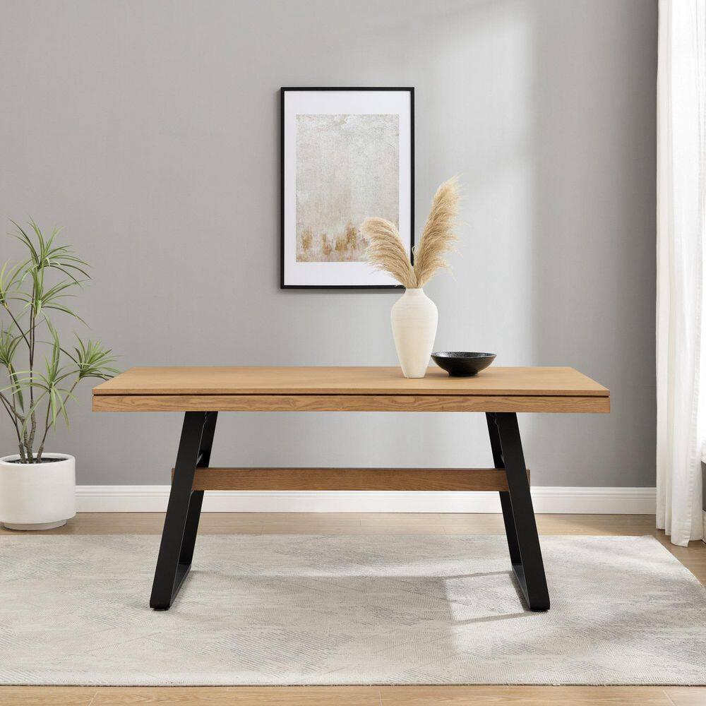 Ash Metal Base Dining Table