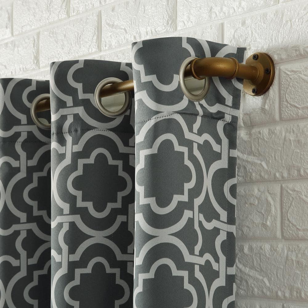 40"x84" Sun Zero Blackout Barnett Trellis Grommet Curtain Panel Gray: Thermal Insulated, Energy Efficient, Noise Reduction