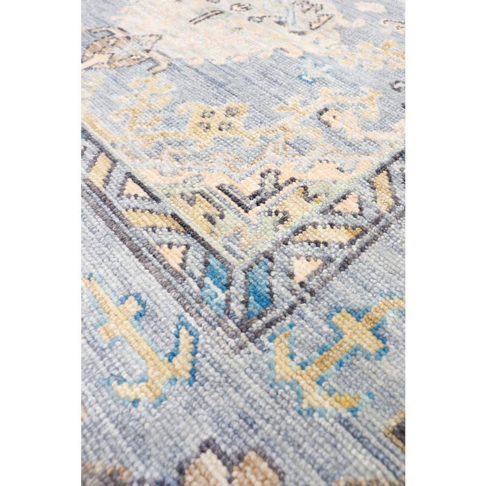 Pasargad Oushak Oriental Hand-Knotted Rectangle 8'1" x 9'9" Wool Area Rug in Blue/Yellow/Black