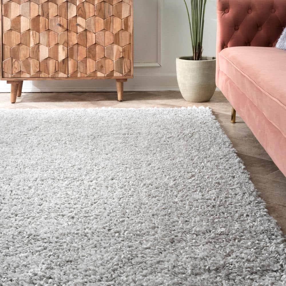 Nuloom Neva Solid 3x5 Accent Shag Indoor Area Rug for Living Room Bedroom Dining Room Nursery Entryway, Grey/Ivory