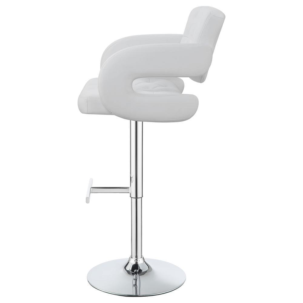 Coaster Contemporary Faux Leather Adjustable Bar Stool in White
