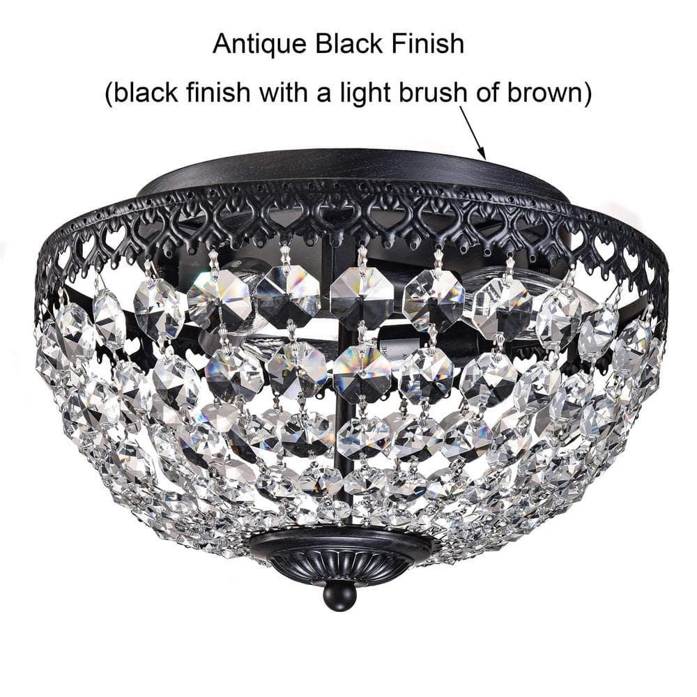 The Lighting Store Antique Black Rita Crystal Flush Mount Chandelier