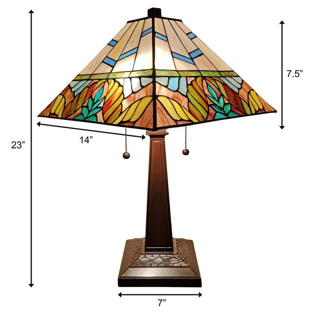 Amora Lighting Tiffany Style Multi Color Mission Table Lamp 22" Tall