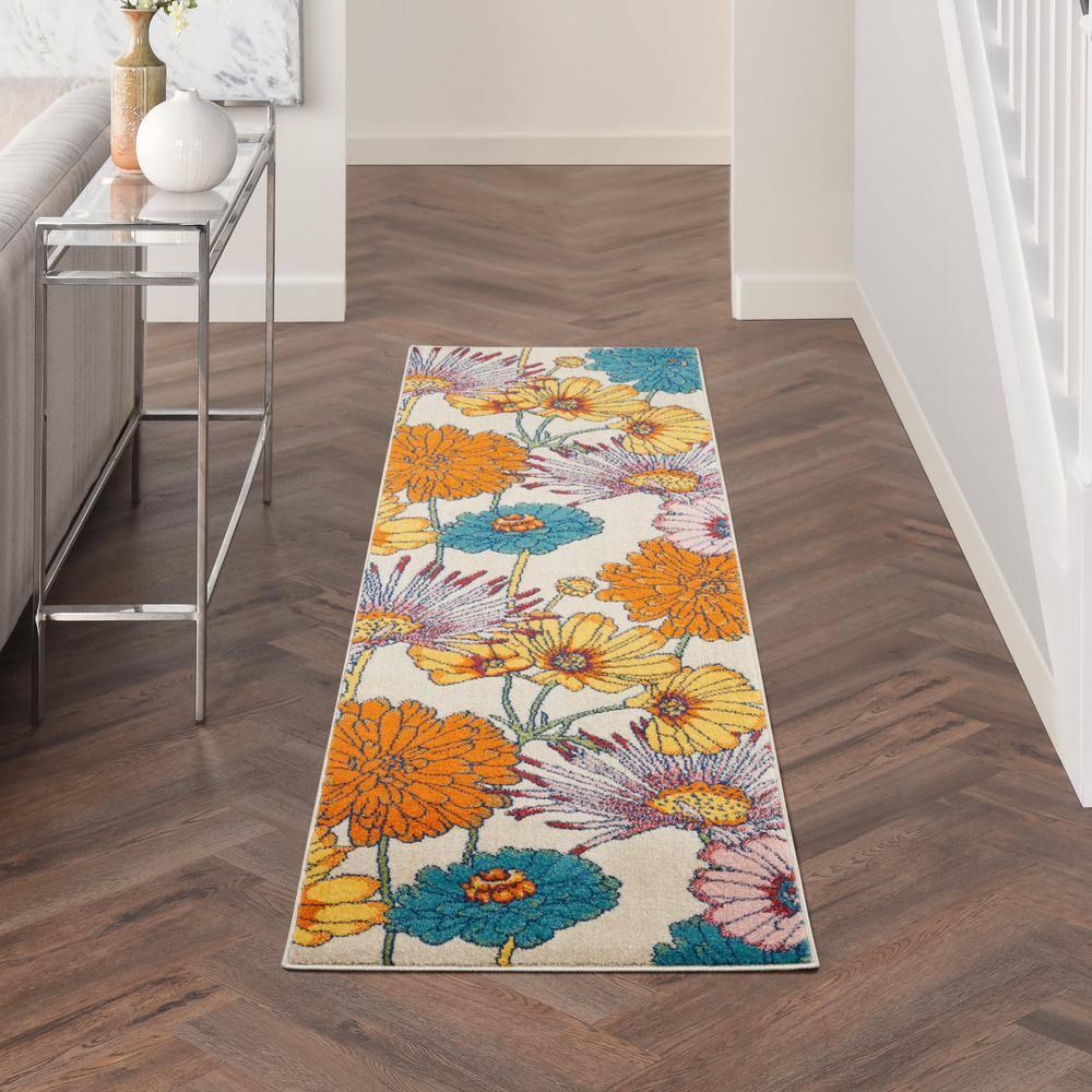 Nourison Allur Oversized Flowers Indoor Area Rug Ivory Multicolor 2'3" x 7'6"