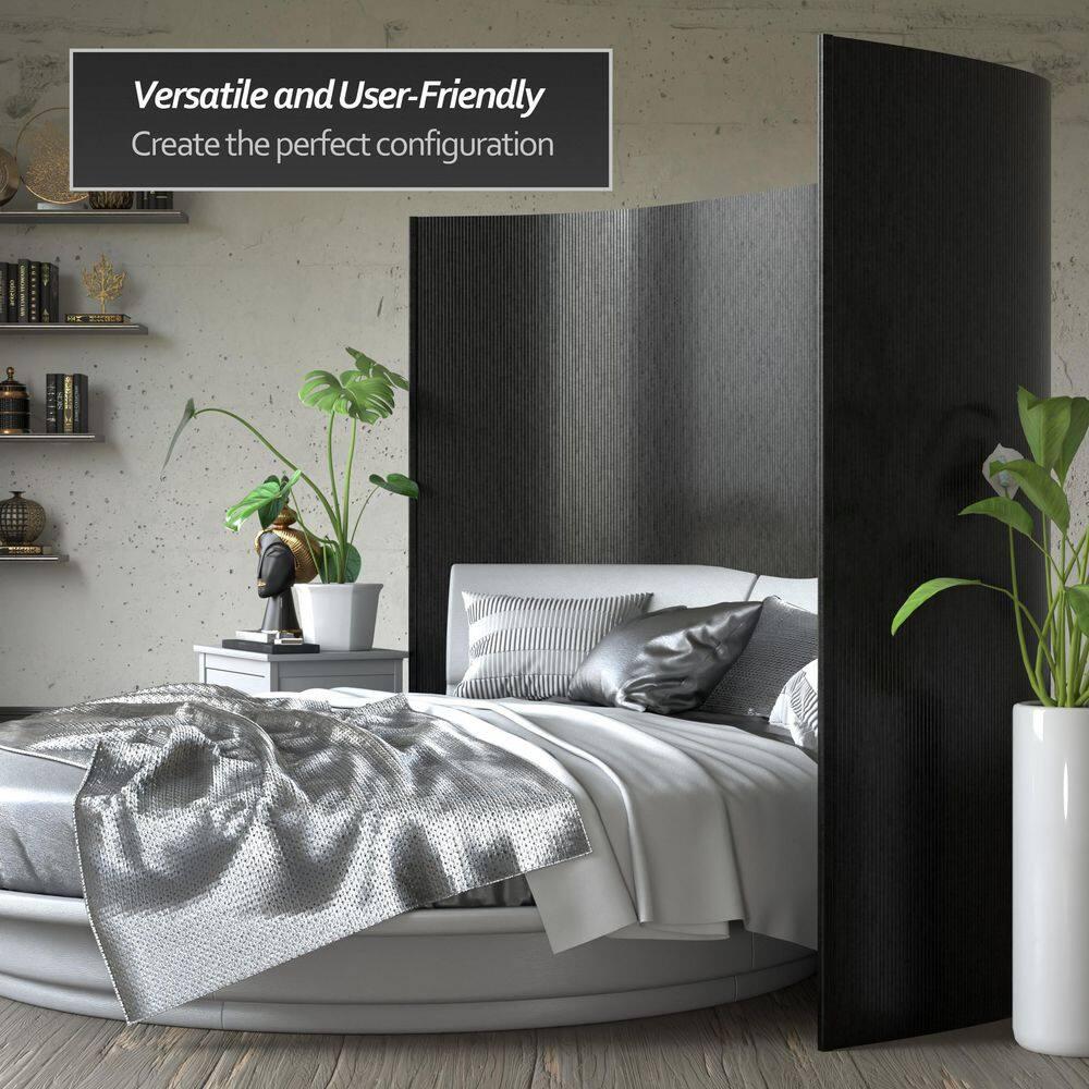 Red Lantern 6 ft. Tall Bamboo Wave Screen - Black