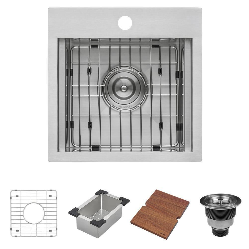 Ruvati Workstation Drop-in Topmount Bar Prep RV Sink 16 Gauge Stainless Steel