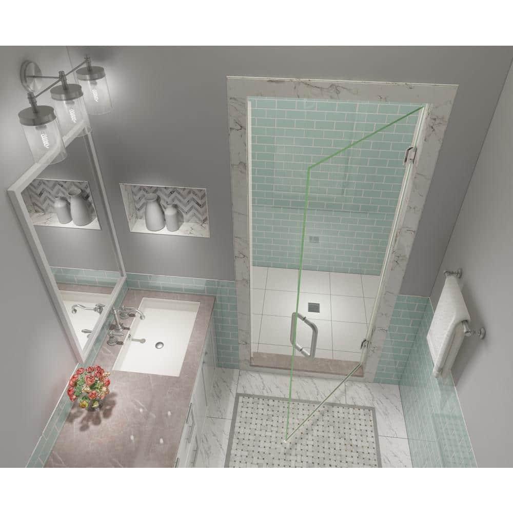 Kinkade XL 23.75" - 24.25" W x 80" H Hinged Frameless Shower Door