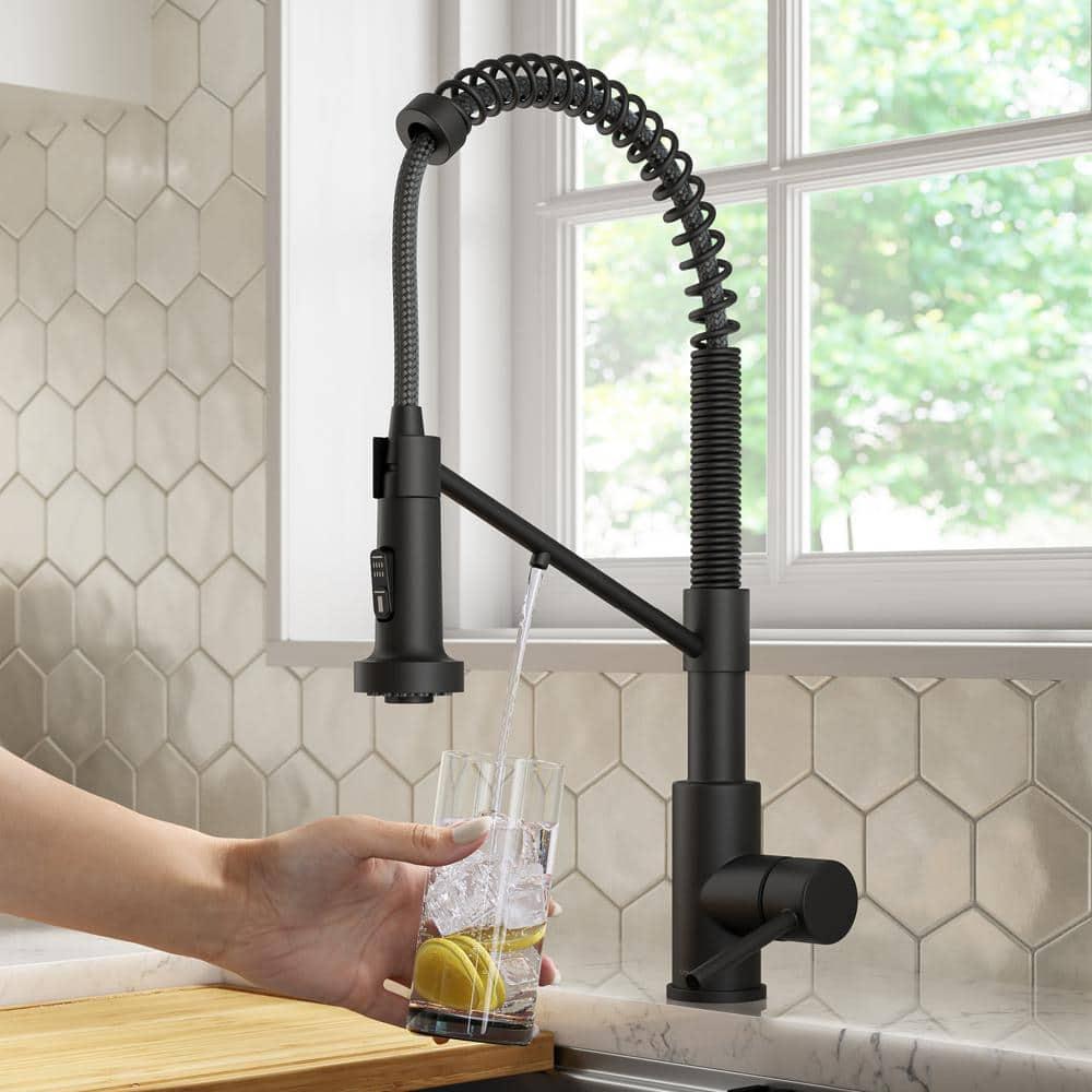 KRAUS Bolden 2-in-1 Commercial Style Pull Down Single Handle Water Filter Kitchen Faucet for Reverse Osmosis or Water Filtration System in Matte Black