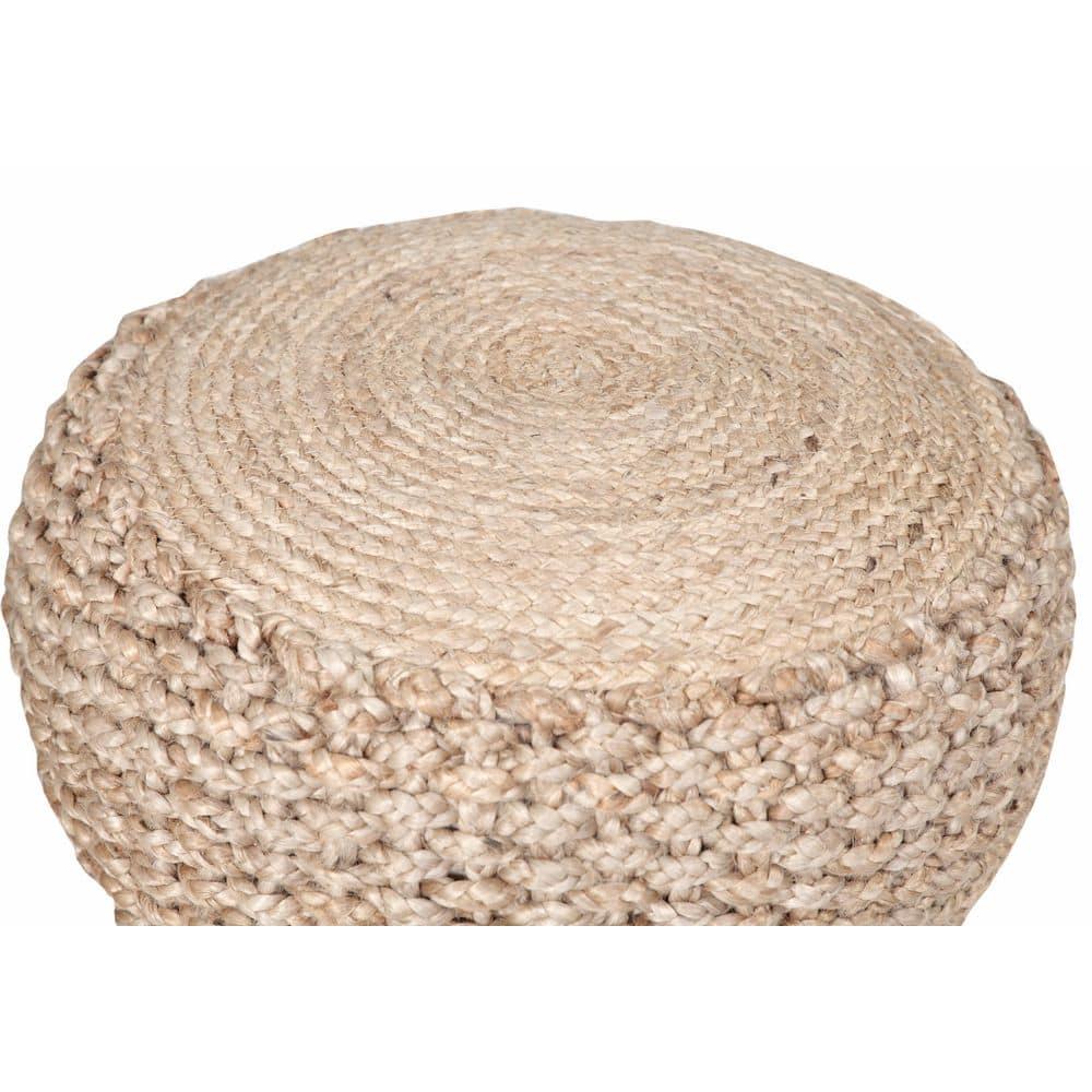 Highland Dunes Aarron Hand-Made Jute Braided Ottoman Pouf