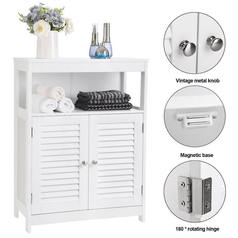 VASAGLE Bathroom Floor Cabinet, Bathroom Storage Cabinet, Freestanding, with Double Shutter Doors and Adjustable Shelf, White