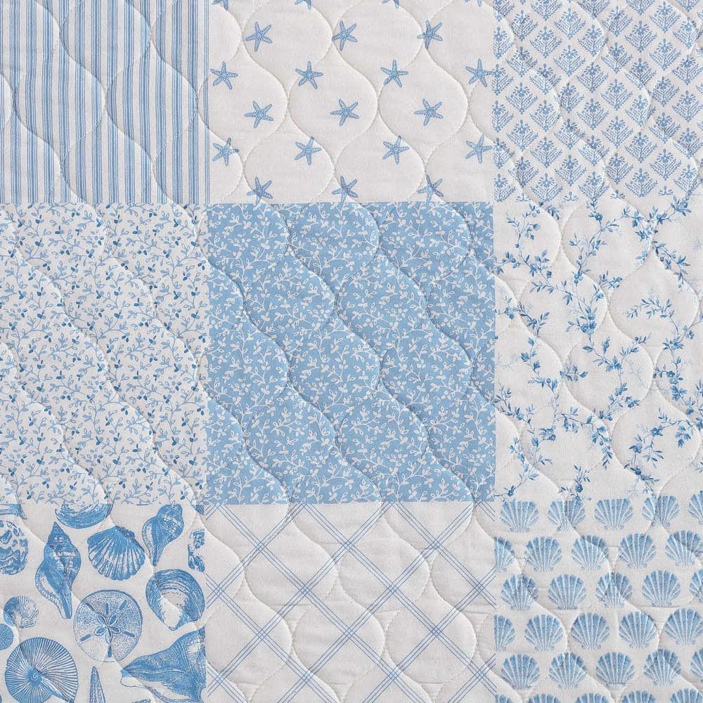 Laura Ashley Morning Glory Laura Ashley Coastal Patchwork Cotton Blue Quilt Set