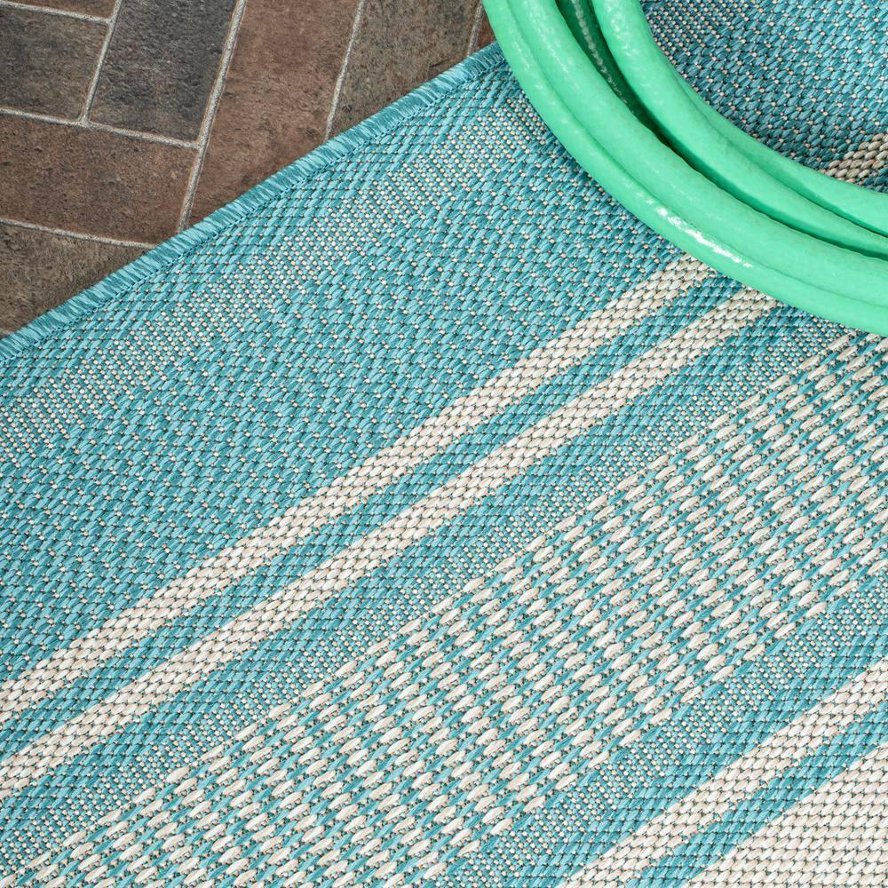 3' x 5' Haynes Modern Double Stripe Indoor/Outdoor Area Rug, Aqua/Beige - JONATHAN Y
