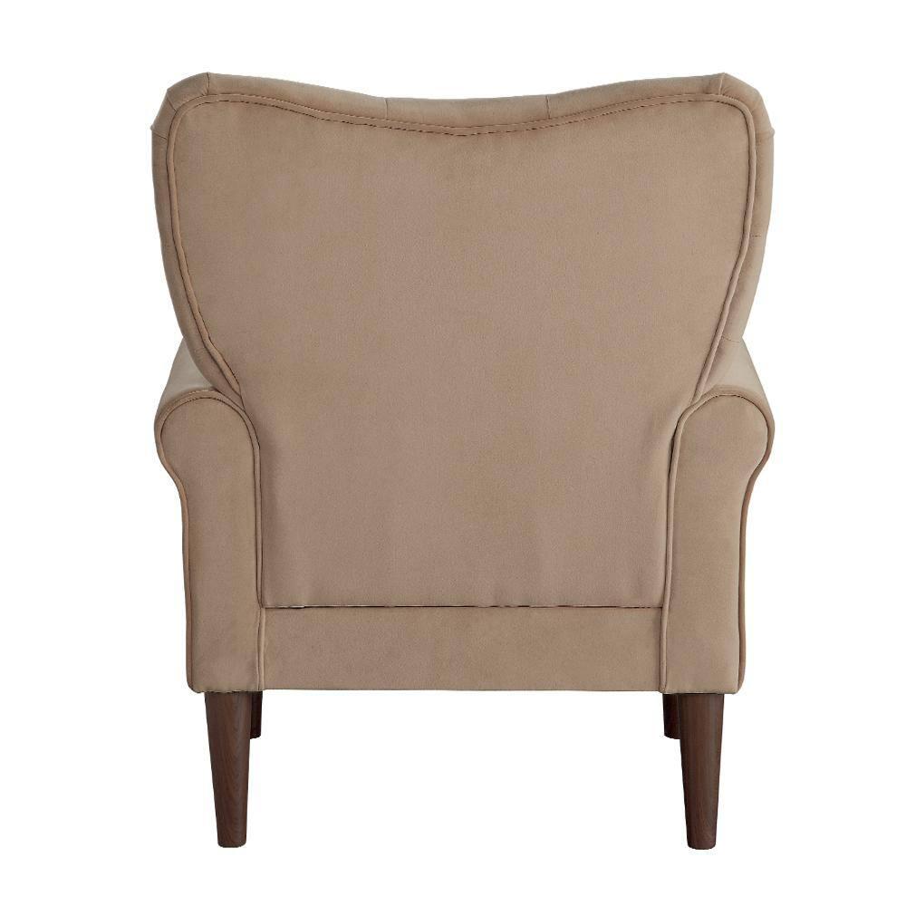 Lexicon Kyrie Solid Wood and Velvet Upholstered Accent Chair in Brown